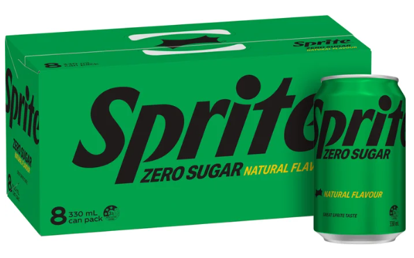 Sprite Zero Sugar Natural Flavour Soft Drink Cans 8 x 330ml - Cafe Supply