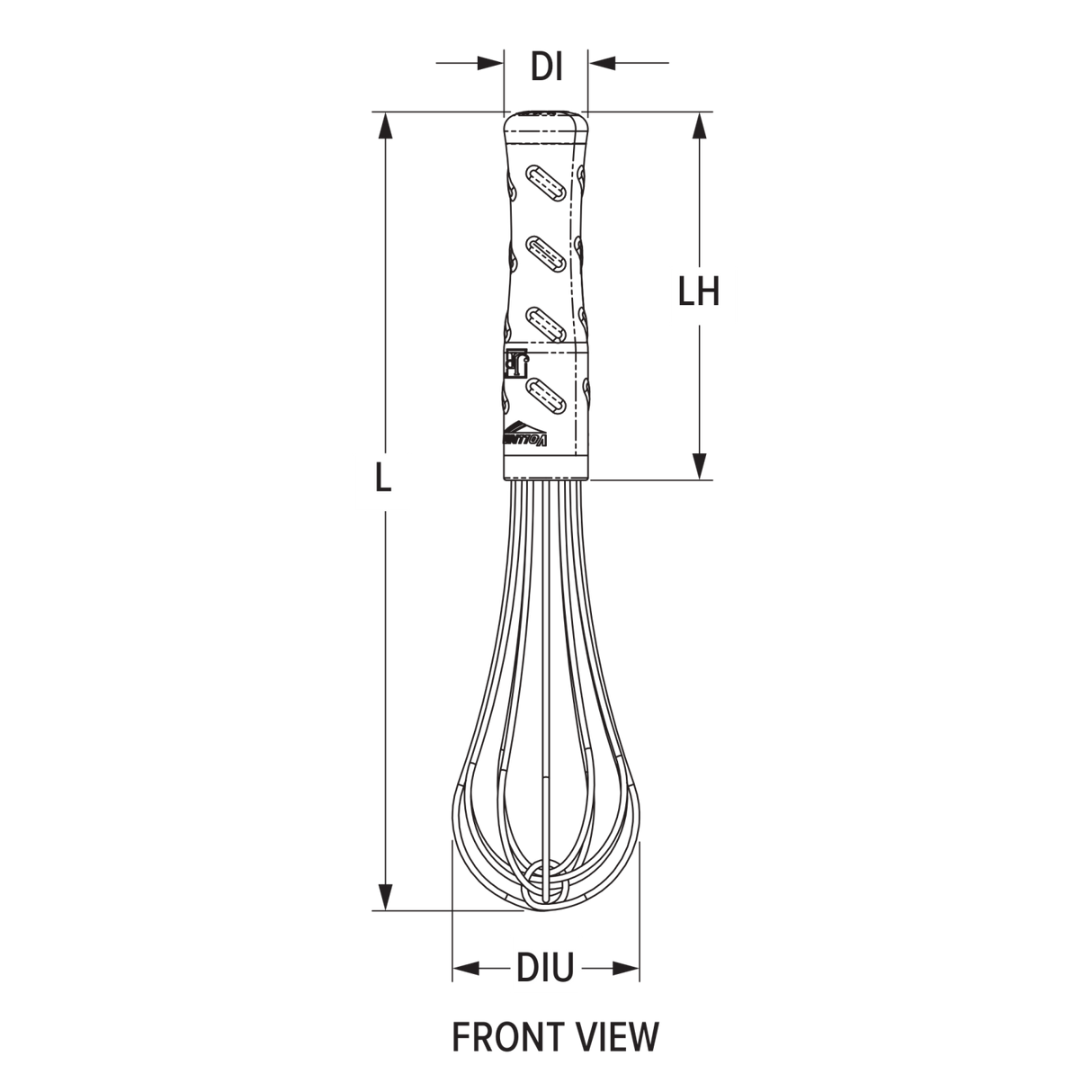 12-inch stainless steel French whip with nylon handle - Cafe Supply