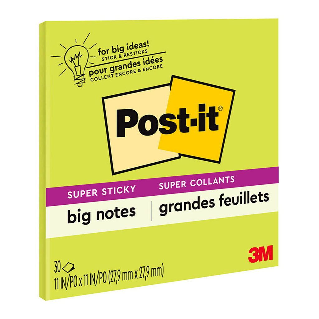 Post-it Super Sticky Big Notes BN11 Bright Green 279x279mm 30sh - Cafe Supply