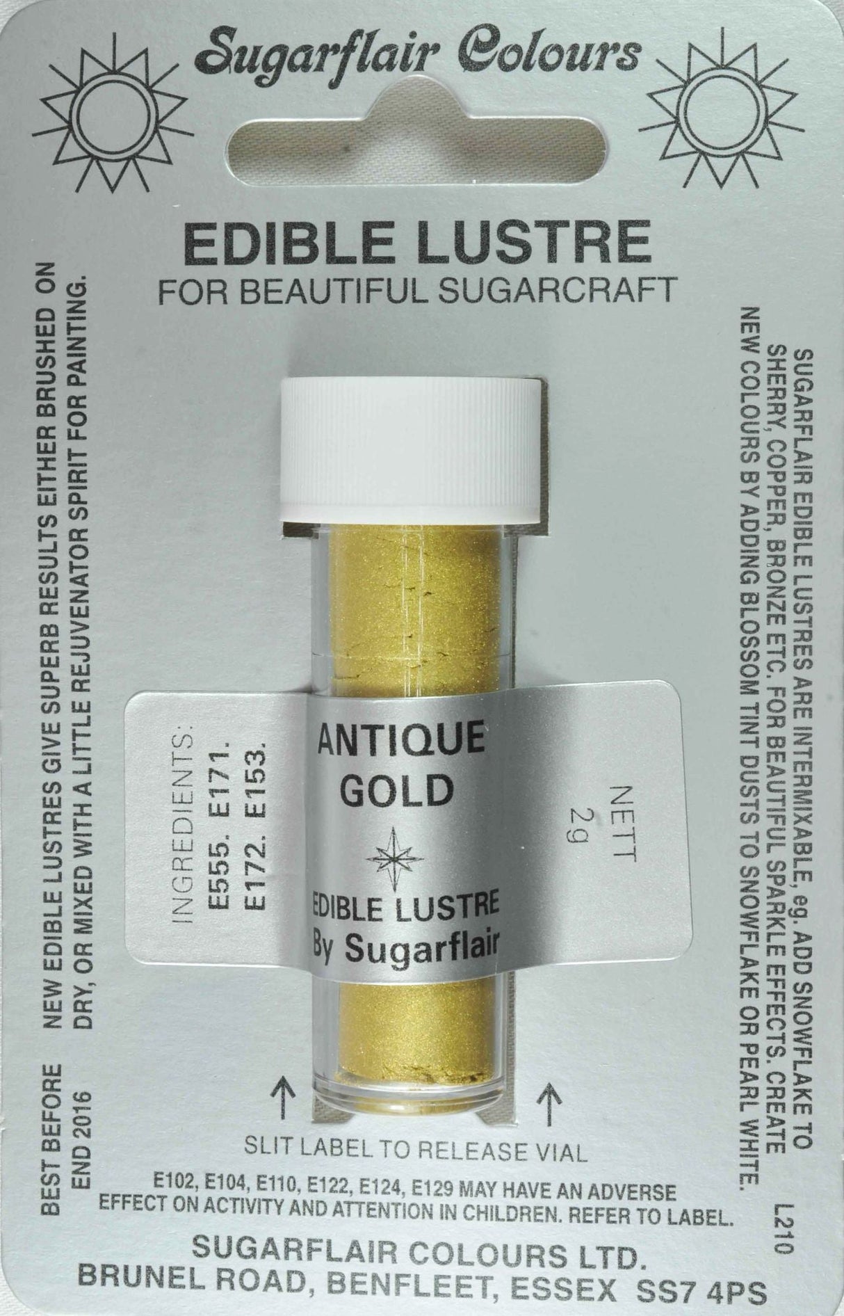 Sugarflair Edible Lustre Colour Antique Gold - Cafe Supply