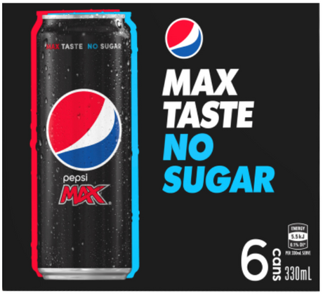 Pepsi Max No Sugar Soft Drink Cans 6 x 330ml - Cafe Supply