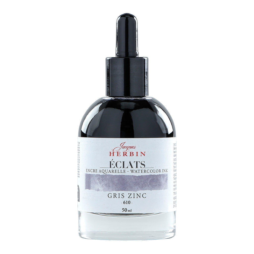 Jacques Herbin Eclats Watercolour Ink 610 Zinc Grey 50ml - Cafe Supply