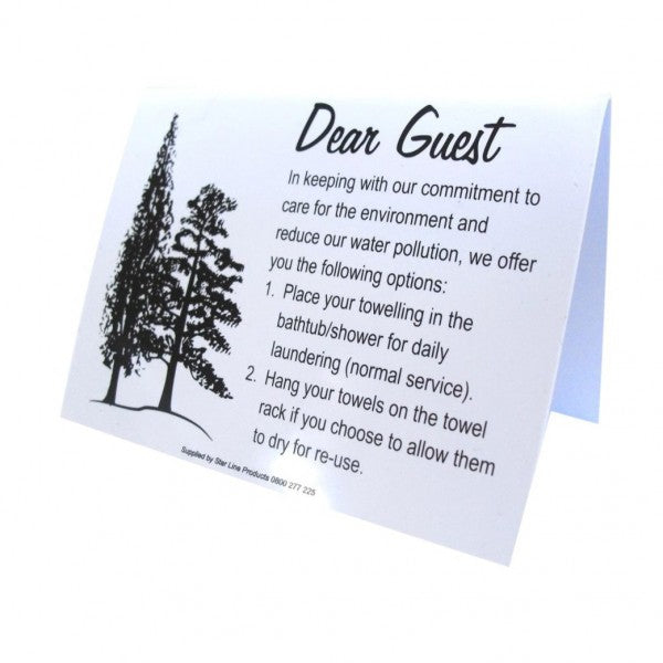 Dear Guest Towel Sign 95x70 PVC Tent - Cafe Supply