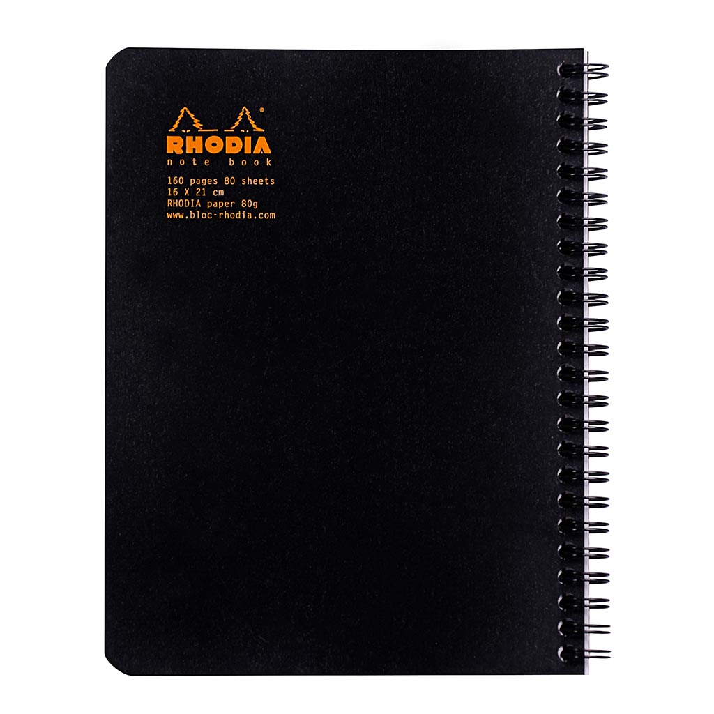 Rhodia Classic Notebook Spiral A5+ Lined Black - Cafe Supply