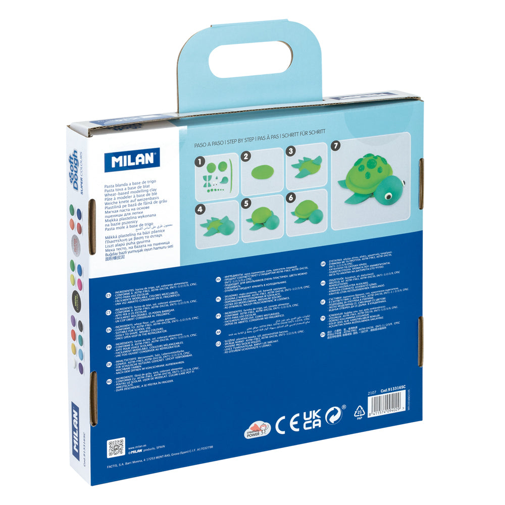 Milan Soft Dough Super Colours Assorted Pack 16 - Cafe Supply