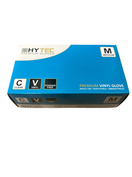 Hytec Clear Vinyl Powder Free Disposable Gloves Medium - Cafe Supply