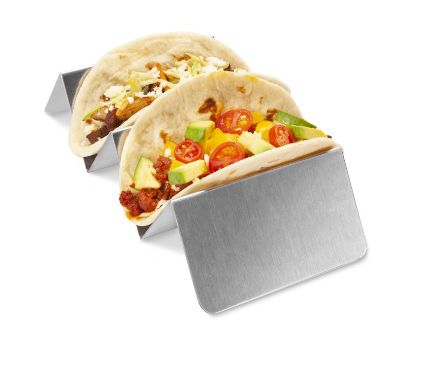 Two- or three-compartment stainless steel taco tray in satin finish - Cafe Supply