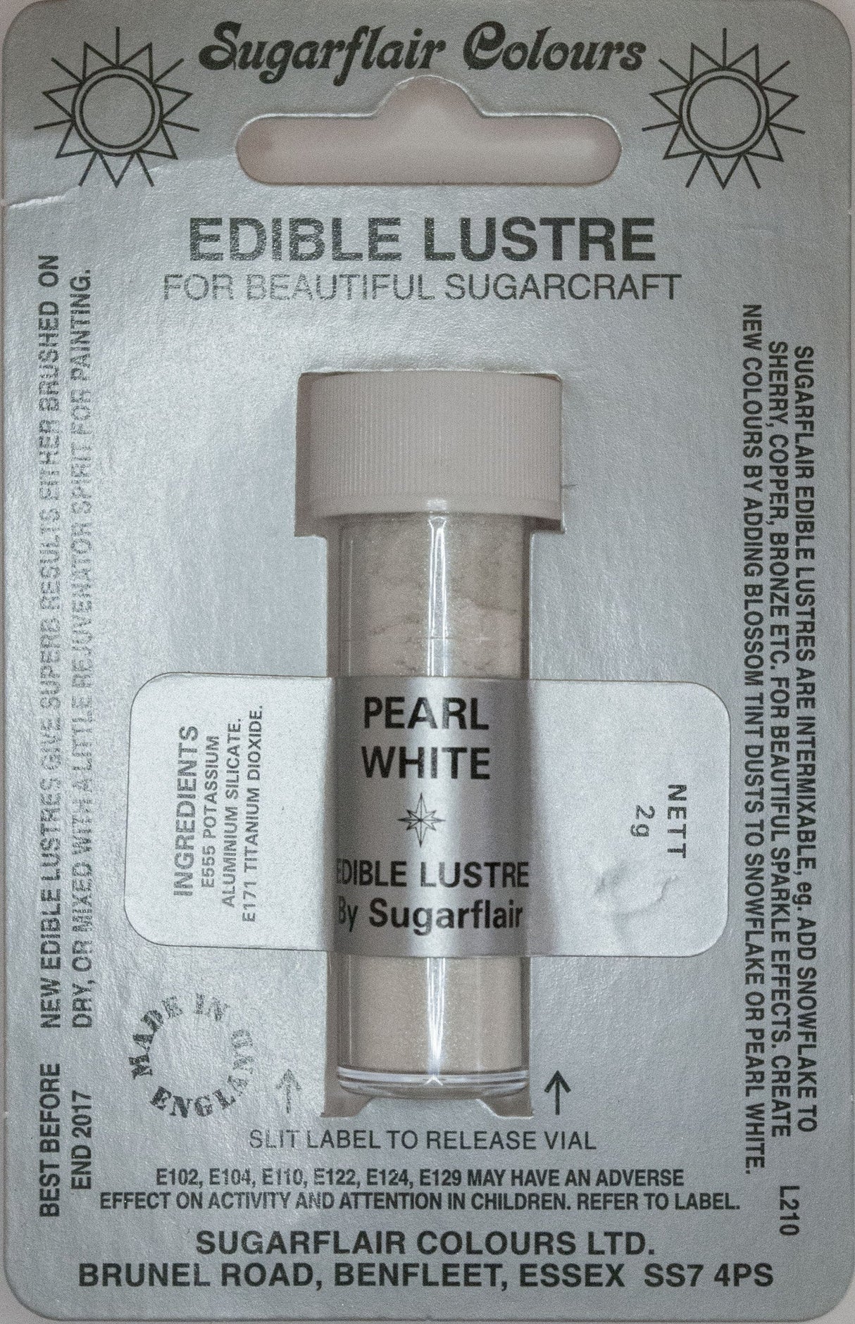 Sugarflair Edible Lustre Colour Pearl White - Cafe Supply