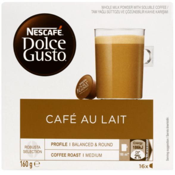 Nescafe Dolce Gusto Cafe Au Lait Coffee Capsules 16pk - Cafe Supply