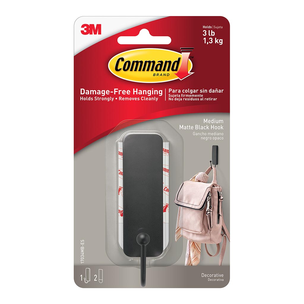 Command Hook 17034MB Medium Matte Black - Cafe Supply