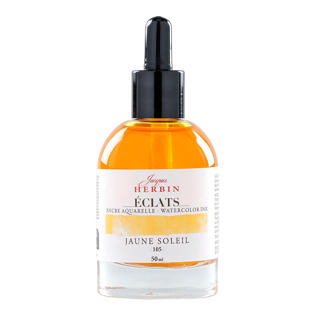 Jacques Herbin Eclats Watercolour Ink 105 Sunshine Yellow 50ml - Cafe Supply