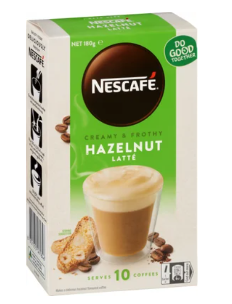 Nescafe Hazelnut Latte Coffee Sachets 10pk - Cafe Supply