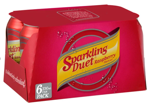 Schweppes Sparkling Duet Raspberry Soft Drink Cans 6 x 330ml - Cafe Supply