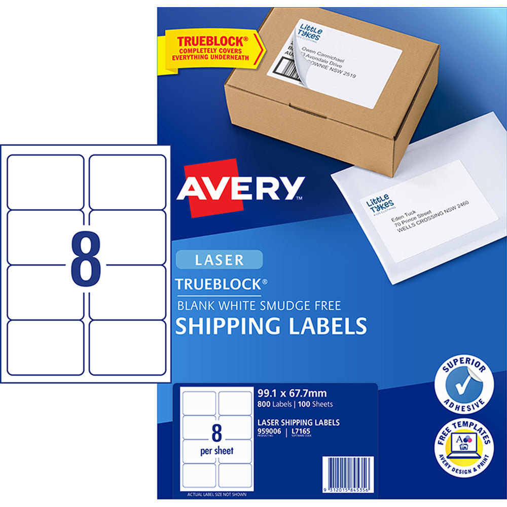 Avery Label L7165-100 Laser 8up 100 Sheets 99x67mm - Cafe Supply