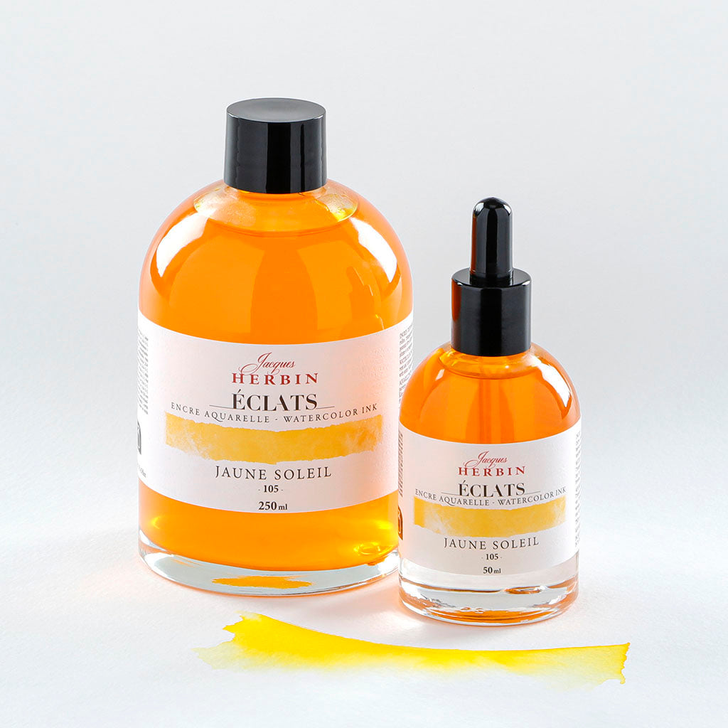 Jacques Herbin Eclats Watercolour Ink 105 Sunshine Yellow 50ml - Cafe Supply