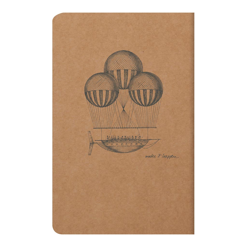 Flying Spirit Sewn Notebook 11x17cm Kraft - Cafe Supply