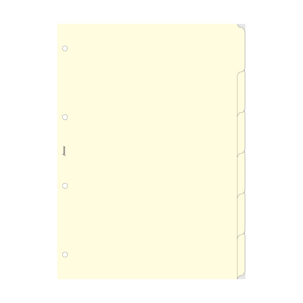 Filofax A4 Cream Blank Index 6 Tabs Refill - Cafe Supply