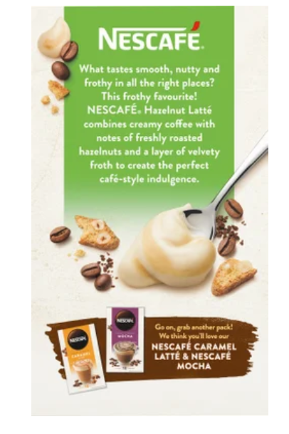 Nescafe Hazelnut Latte Coffee Sachets 10pk - Cafe Supply