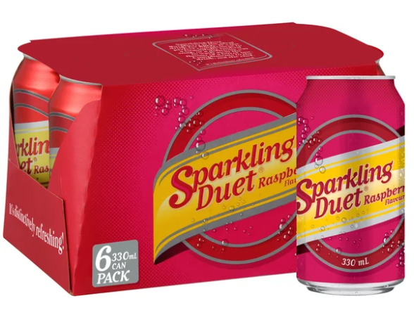 Schweppes Sparkling Duet Raspberry Soft Drink Cans 6 x 330ml - Cafe Supply