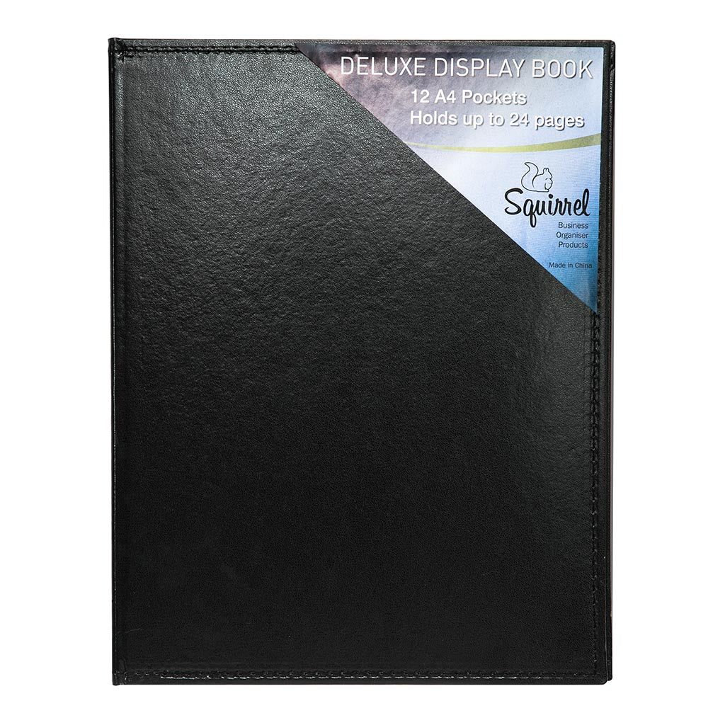 Squirrel Deluxe Display Book A4 Leatherette 12 Pocket - Cafe Supply