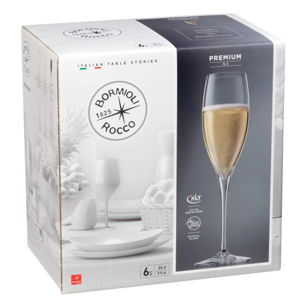 Bormioli Rocco Set 6 Premium Flute 260ml - Cafe Supply