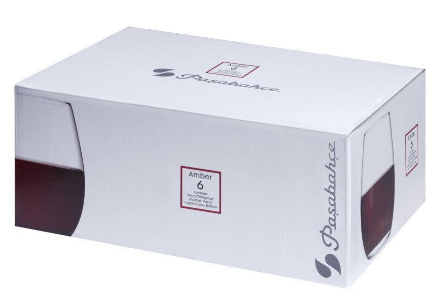 Pasabahce Amber Stemless Wine Glass 440ml Set 6 - Cafe Supply