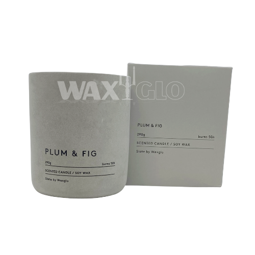 290g Soy Wax Candle in Slate Vessel - Plum & Fig - Cafe Supply