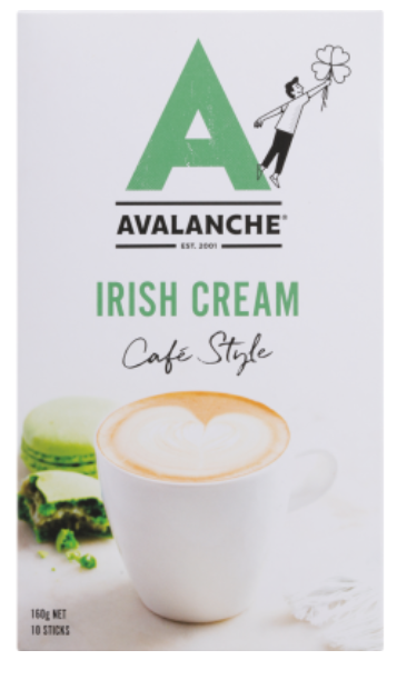 Avalanche Irish Cream Coffee Sticks 10 x 16g - Cafe Supply