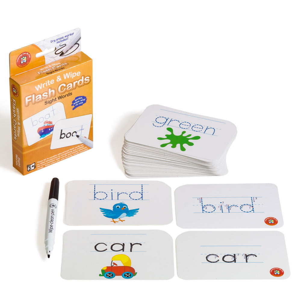 LCBF Write & Wipe Flashcards Sight Words w/Marker - Cafe Supply