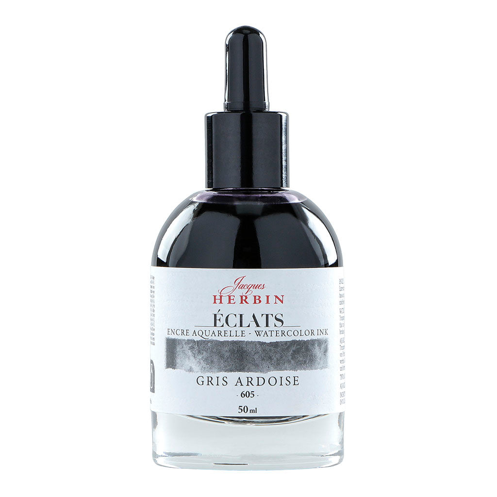Jacques Herbin Eclats Watercolour Ink 605 Slate Grey 50ml - Cafe Supply