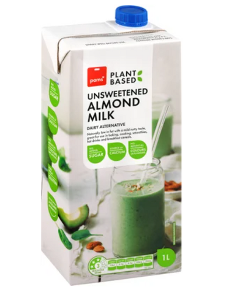 Pams Plant Based Unsweetened Almond Milk 1l - Cafe Supply