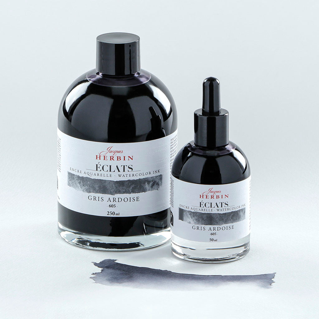 Jacques Herbin Eclats Watercolour Ink 605 Slate Grey 50ml - Cafe Supply