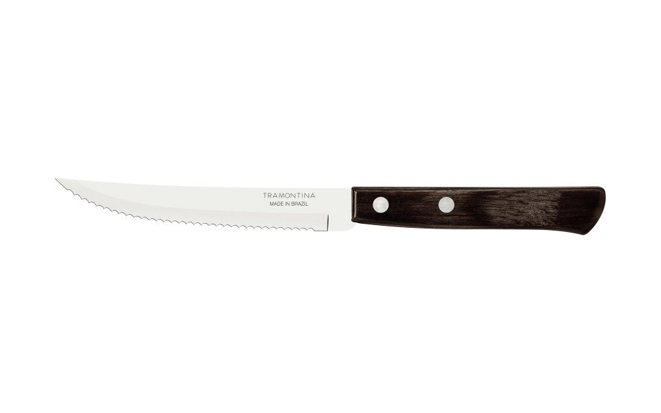Tramontina Churrasco Steak Knife Serrated Narrow Blade Polywood Brown 5", 12cm - Cafe Supply