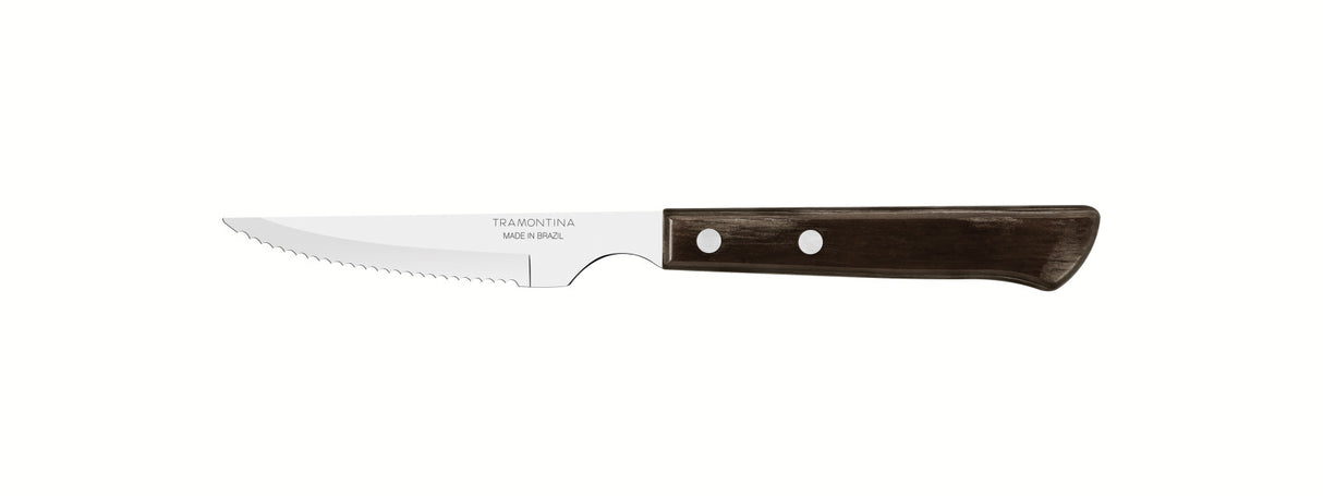 Tramontina Churrasco Steak Knife Serrated Narrow Blade Polywood Brown 4" , 10cm - Cafe Supply