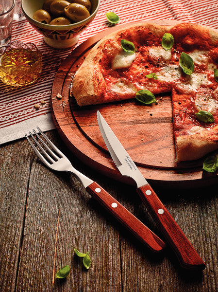 Tramontina Churrasco Steak Knife Serrated Narrow Blade Polywood Brown 4" , 10cm - Cafe Supply