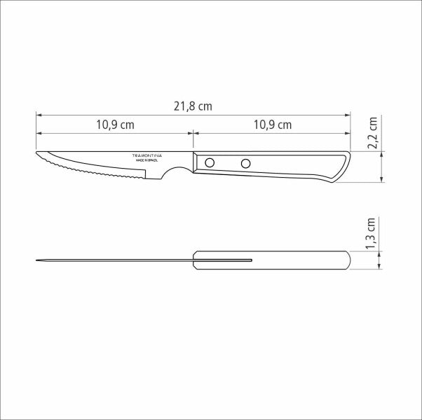 Tramontina Churrasco Steak Knife Serrated Narrow Blade Polywood Brown 4" , 10cm - Cafe Supply