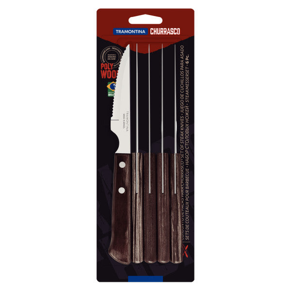 Tramontina Churrasco Steak Knife Spanish 6 Piece Set - Cafe Supply