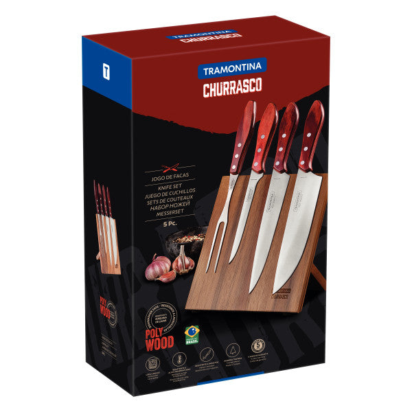 Tramontina Churrasco Barbecue Knife Block 5 Piece - Red - Cafe Supply