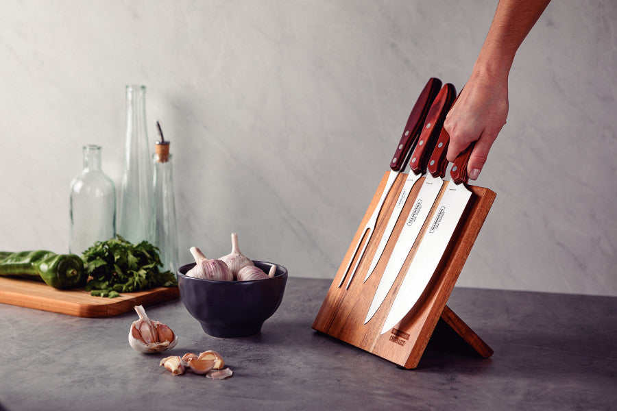 Tramontina Churrasco Barbecue Knife Block 5 Piece - Red - Cafe Supply