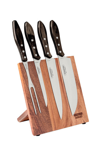 Tramontina Churrasco Barbecue Knife Block 5 Piece - Brown - Cafe Supply