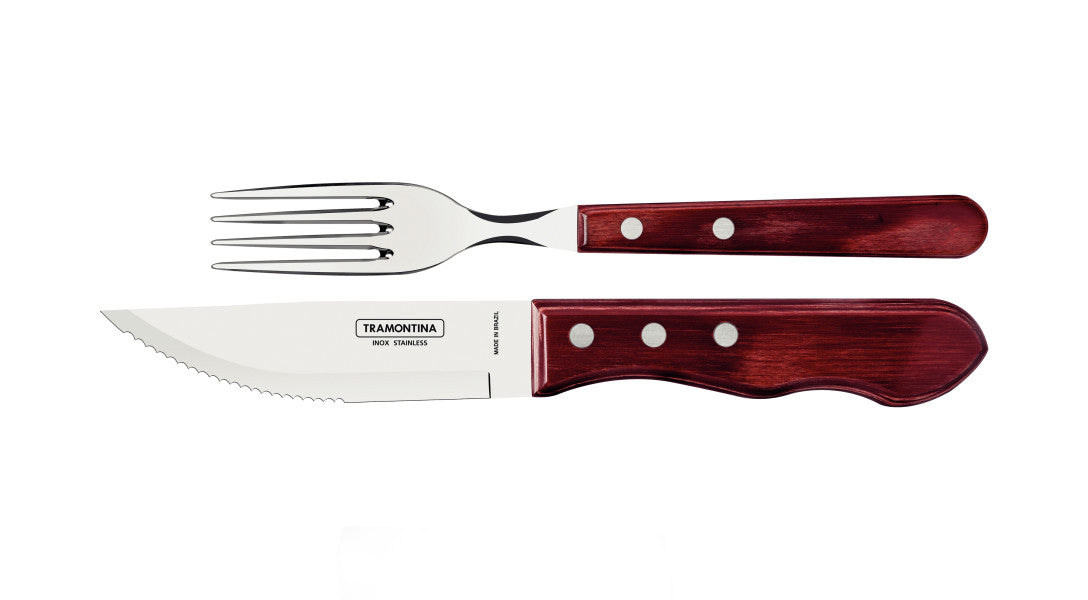 Tramontina Churrasco Jumbo Steak Cutlery 12 Piece Set - Red - Cafe Supply