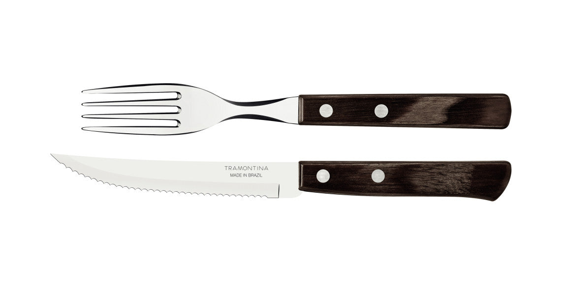 Tramontina Churrasco Steak Knife Polywood Traditional Steak Set Brown 12pc - Cafe Supply