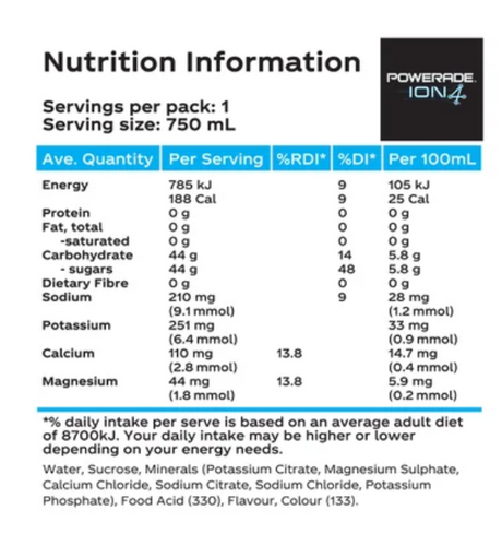 Powerade ION4 Mountain Blast Sports Drink 750ml - Cafe Supply