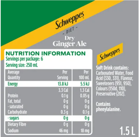 Schweppes Diet Dry Ginger Ale 1.5l - Cafe Supply