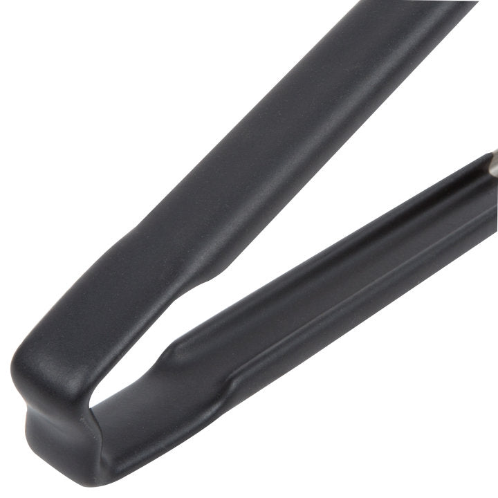 12-inch stainless steel one-piece scalloped tongs with black Kool-Touch® handle - Cafe Supply