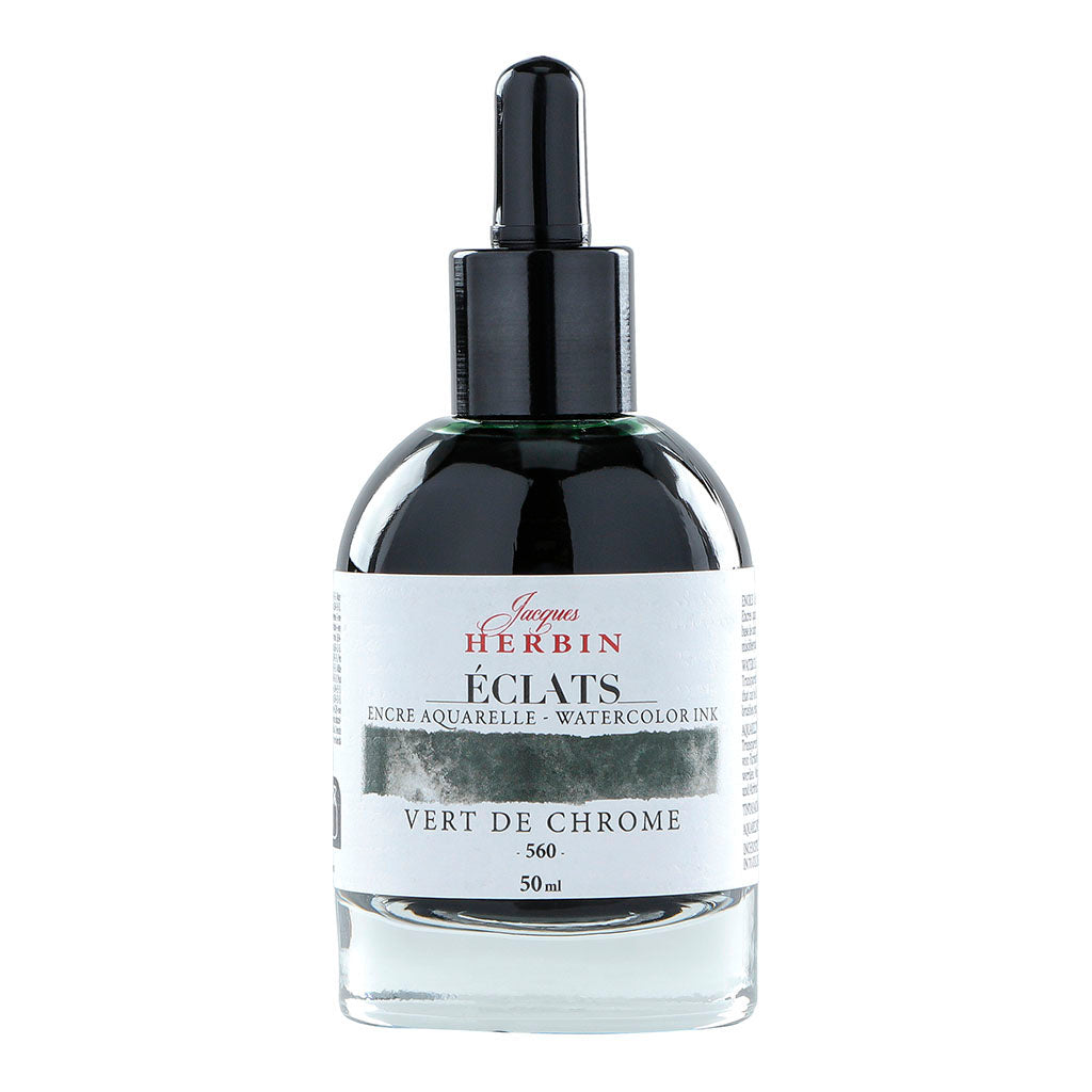 Jacques Herbin Eclats Watercolour Ink 560 Chrome Green 50ml - Cafe Supply