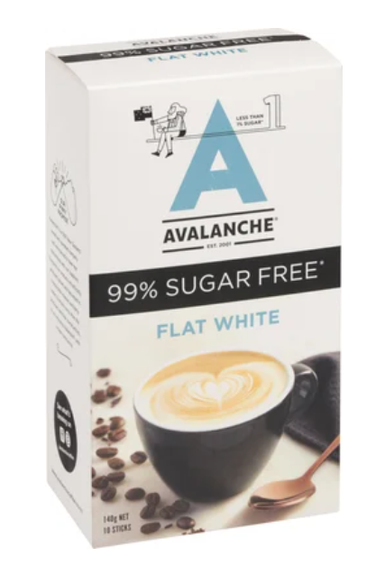 Avalanche 99% Sugar Free Flat White Coffee Sticks 10 x 14g - Cafe Supply