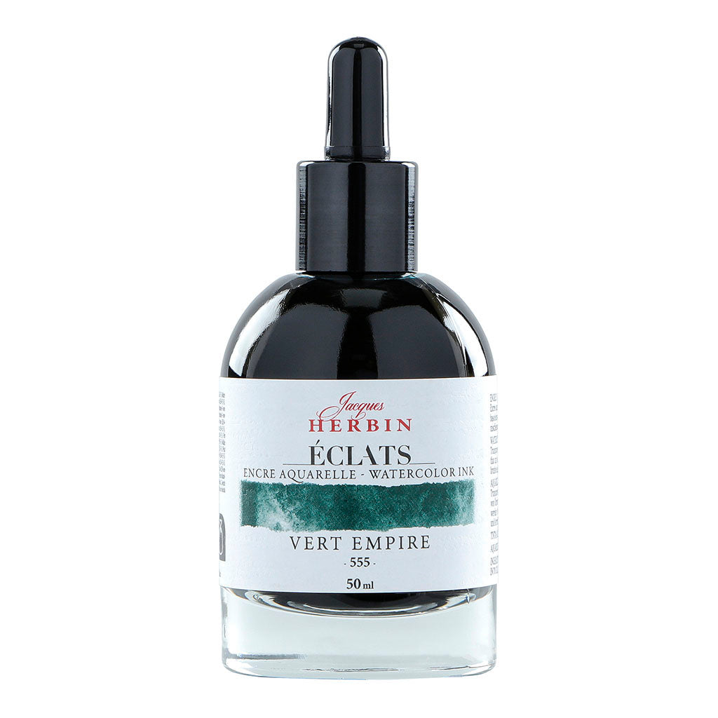Jacques Herbin Eclats Watercolour Ink 555 Empire Green 50ml - Cafe Supply