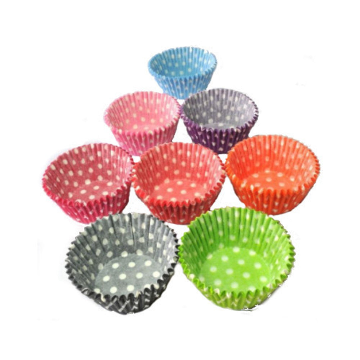 Cupcake Paper Cases Multi-Coloured Polka Dots 44x30mm (500) - Cafe Supply