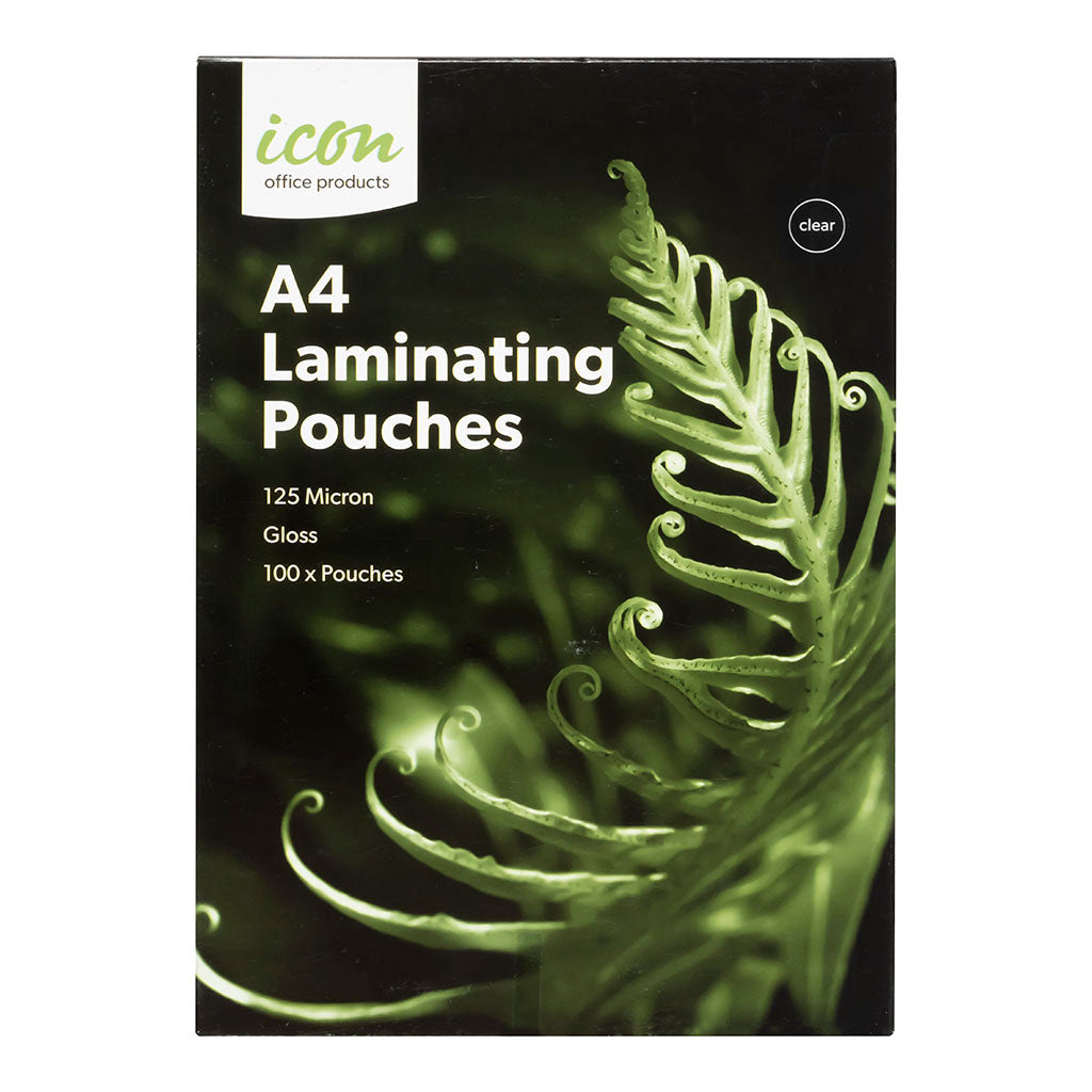 Icon Laminating Pouches A4 Gloss 125mic, Pack of 100 - Cafe Supply